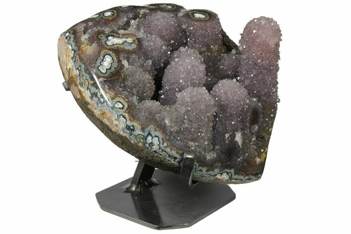 Wide Amethyst Stalactite Formation On Metal Stand - Uruguay #128082